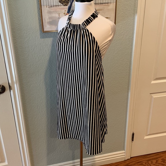 ASOS Black & White Striped Mini Dress • Sz M - Picture 3 of 8